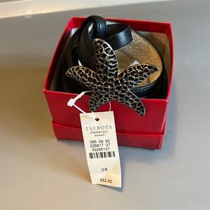 NWT Talbots Navy Belt with Starfish buckle 2X